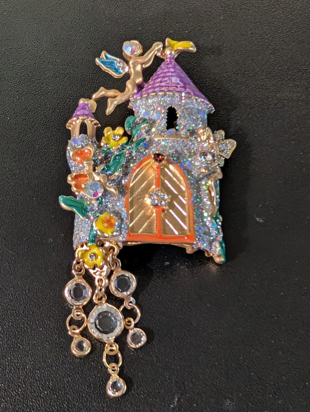 Sparkling Fairy Castle Brooch in Purple and Multicolor